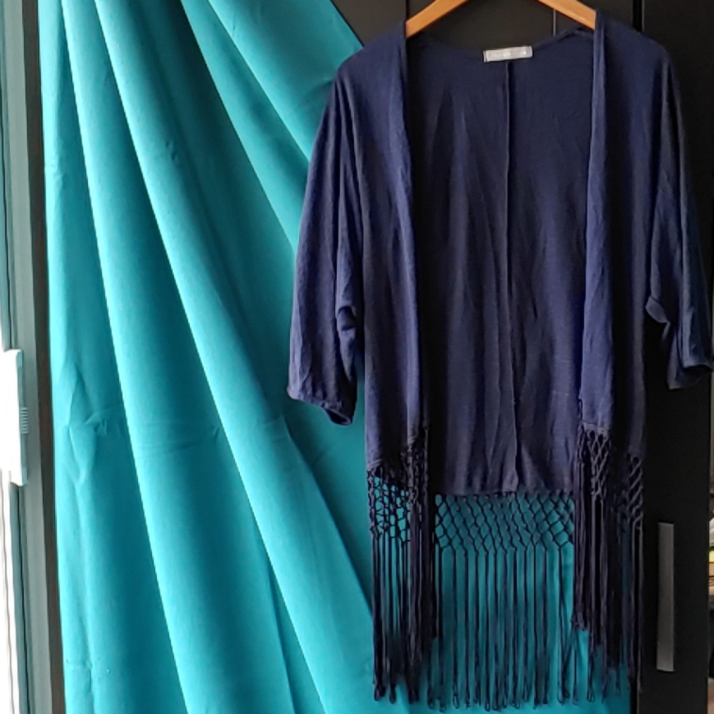 Olivia Moon Crochet Fringe Cardigan
